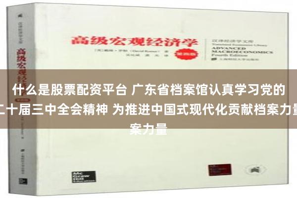 什么是股票配资平台 广东省档案馆认真学习党的二十届三中全会精神 为推进中国式现代化贡献档案力量