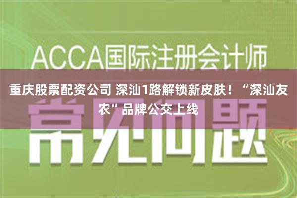 重庆股票配资公司 深汕1路解锁新皮肤！“深汕友农”品牌公交上线