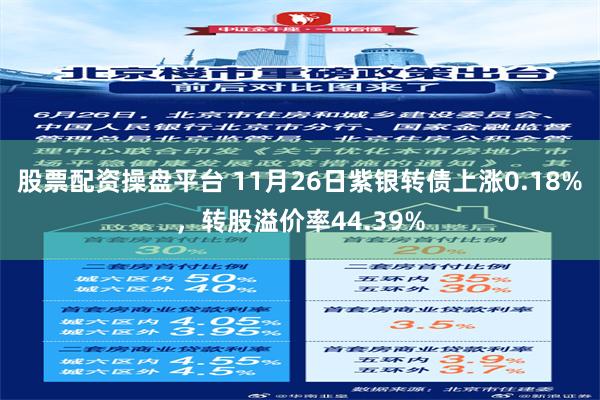 股票配资操盘平台 11月26日紫银转债上涨0.18%，转股溢价率44.39%